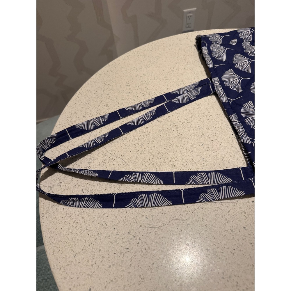 Draper James Navy Blue White Ginkgo Leaf Quilted Cotton Tote Bag VC012533667 - Picture 6 of 6